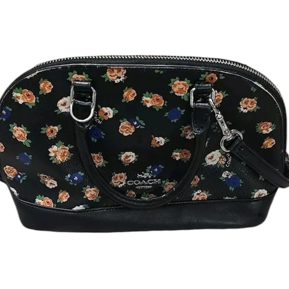 Beautiful COACH Black Floral Handbag Mini Tote Bag See Description NWOT - Picture 2 of 13